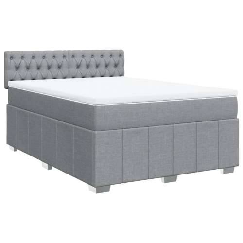 Krevet s oprugama i madracem svjetlosivi 140x190 cm od tkanine - Svjetlosiva 140 x 190 cm Dizajn s gumbima Cijena