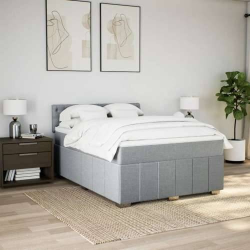 Krevet s oprugama i madracem svjetlosivi 140x190 cm od tkanine - Svjetlosiva 140 x 190 cm Dizajn s gumbima Cijena