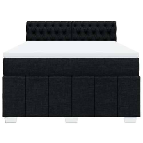 Krevet s oprugama i madracem crni 140 x 190 cm od tkanine - Crna 140 x 190 cm Dizajn s gumbima Cijena