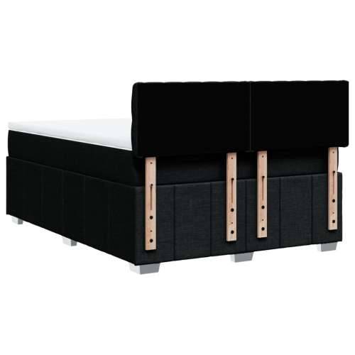 Krevet s oprugama i madracem crni 140 x 190 cm od tkanine - Crna 140 x 190 cm Dizajn s gumbima Cijena