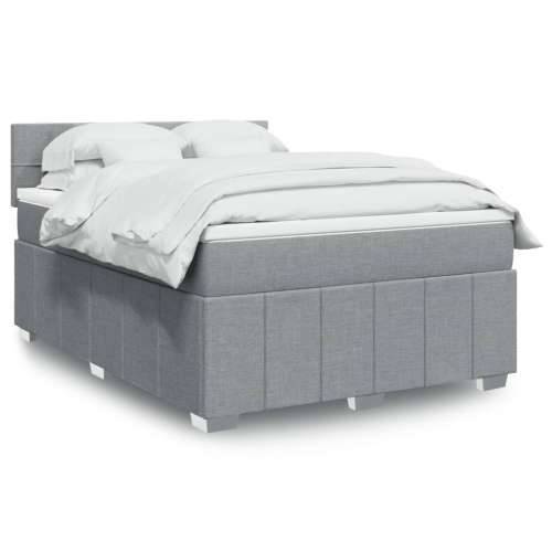 Krevet box spring s madracem svjetlosivi 140x200 cm od tkanine - Svjetlosiva 140 x 200 cm Blok s kvadratima Cijena