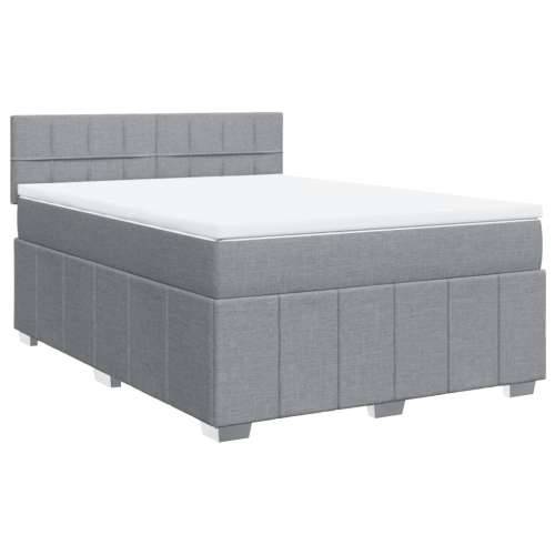 Krevet box spring s madracem svjetlosivi 140x200 cm od tkanine - Svjetlosiva 140 x 200 cm Blok s kvadratima Cijena