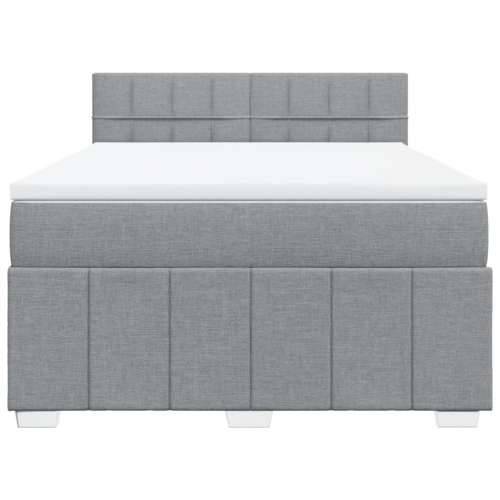 Krevet box spring s madracem svjetlosivi 140x200 cm od tkanine - Svjetlosiva 140 x 200 cm Blok s kvadratima Cijena