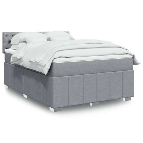 Krevet box spring s madracem svjetlosivi 140x200 cm od tkanine - Svjetlosiva 140 x 200 cm Dizajn s gumbima Cijena
