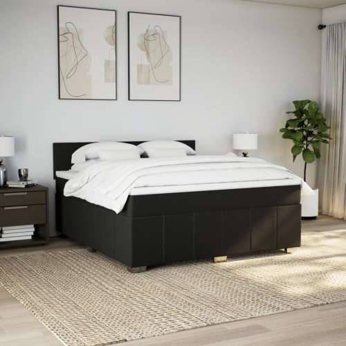Krevet s oprugama i madracem crni 180x200 cm od tkanine - Crna 180 x 200 cm Gladak dizajn Cijena