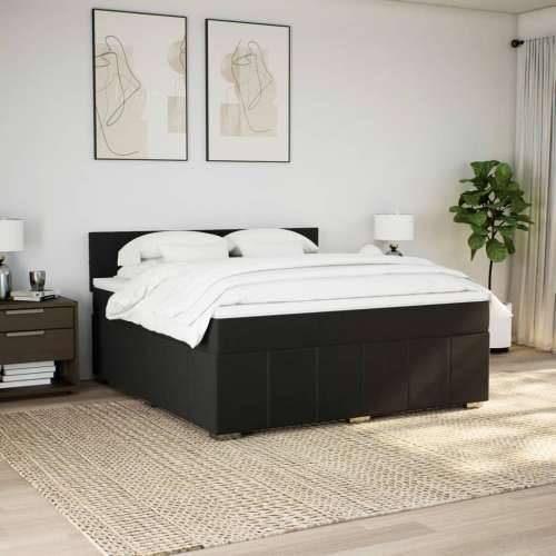 Krevet s oprugama i madracem crni 180x200 cm od tkanine - Crna 180 x 200 cm Blok s kvadratima Cijena
