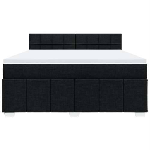 Krevet s oprugama i madracem crni 180x200 cm od tkanine - Crna 180 x 200 cm Blok s kvadratima Cijena