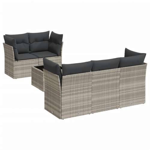 Vrtna garnitura - 6-dijelni set vrtnih sofa od poliratana s jastucima svjetlosivi - Svjetlosiva 11 Cijena