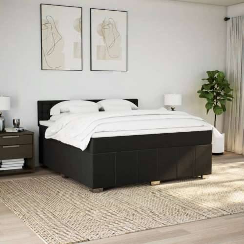 Krevet s oprugama i madracem crni 180x200 cm od tkanine - Crna 180 x 200 cm gumbi Cijena