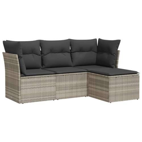Vrtna garnitura - 4-dijelni set vrtnih sofa s jastucima svijetlosivi poliratan - Svjetlosiva Bez stola 1 Cijena
