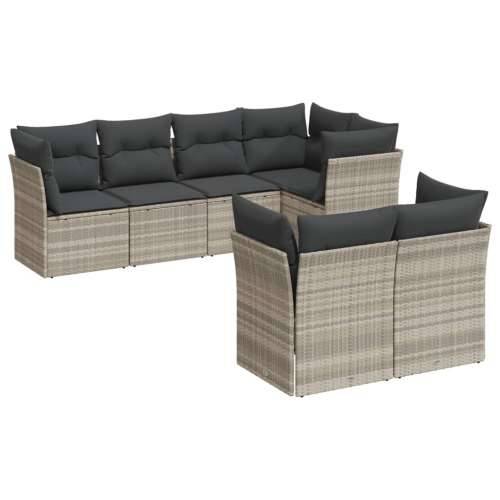 Vrtna garnitura - 7-dijelni set vrtnih sofa svjetlosivi od poliratana - Svjetlosiva 7 Cijena