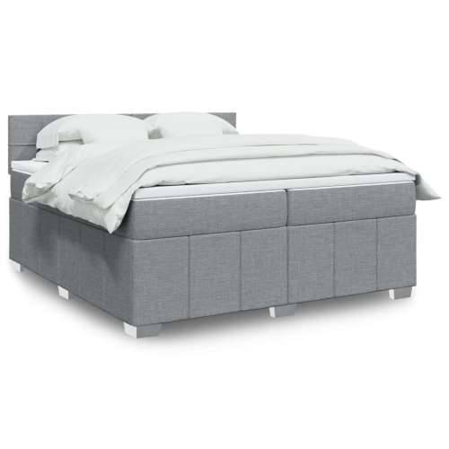 Krevet s oprugama i madracem svjetlosivi 200 x 200cm od tkanine - Svjetlosiva 200 x 200 cm Blok s kvadratima Cijena