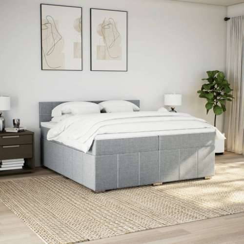Krevet s oprugama i madracem svjetlosivi 200 x 200cm od tkanine - Svjetlosiva 200 x 200 cm Blok s kvadratima Cijena