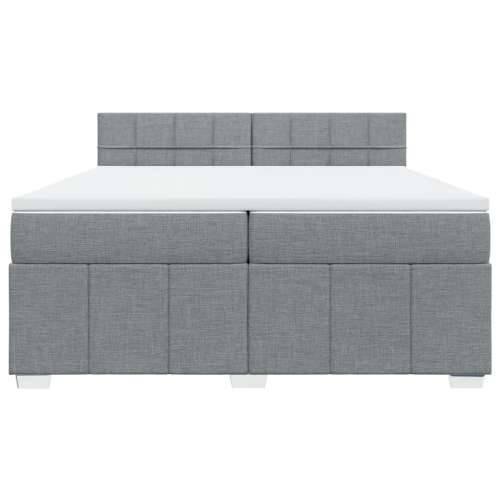 Krevet s oprugama i madracem svjetlosivi 200 x 200cm od tkanine - Svjetlosiva 200 x 200 cm Blok s kvadratima Cijena