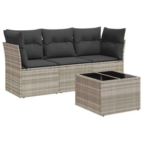 Vrtna garnitura - 4-dijelni set vrtnih sofa s jastucima svijetlosivi poliratan - Svjetlosiva Sa stolom 1 Cijena