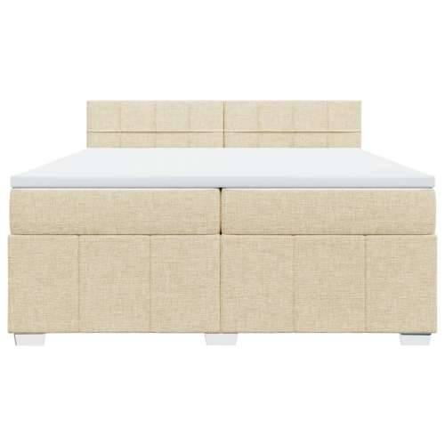 Krevet s oprugama i madracem krem 200 x 200 cm od tkanine Krema 200 x 200 cm Blok s kvadratima Cijena