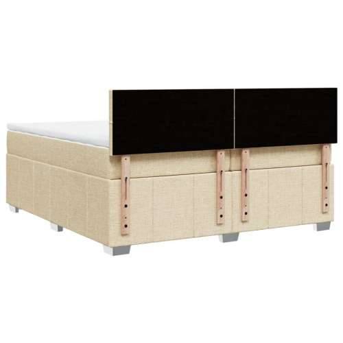 Krevet s oprugama i madracem krem 200 x 200 cm od tkanine Krema 200 x 200 cm Blok s kvadratima Cijena