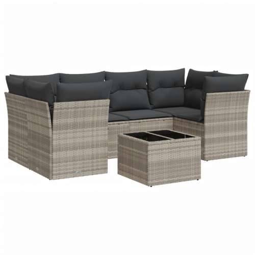 Vrtna garnitura - 7-dijelni set vrtnih sofa svjetlosivi od poliratana - Svjetlosiva 2x middle + table + 4x corner 1 Cijena