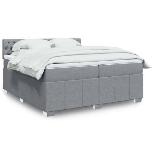Krevet s oprugama i madracem svjetlosivi 200 x 200cm od tkanine - Svjetlosiva 200 x 200 cm Dizajn s gumbima Cijena