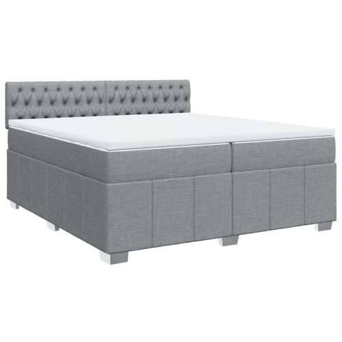 Krevet s oprugama i madracem svjetlosivi 200 x 200cm od tkanine - Svjetlosiva 200 x 200 cm Dizajn s gumbima Cijena