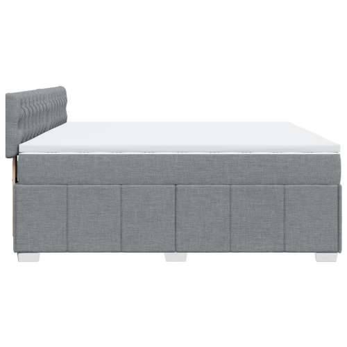 Krevet s oprugama i madracem svjetlosivi 200 x 200cm od tkanine - Svjetlosiva 200 x 200 cm Dizajn s gumbima Cijena