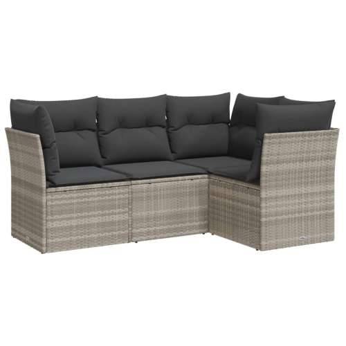 Vrtna garnitura - 4-dijelni set vrtnih sofa s jastucima svijetlosivi poliratan - Svjetlosiva Bez stola 1 Cijena