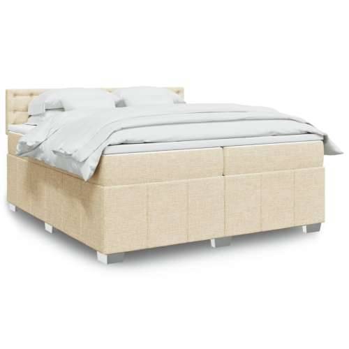 Krevet s oprugama i madracem krem 200 x 200 cm od tkanine - Krema 200 x 200 cm gumbi Cijena