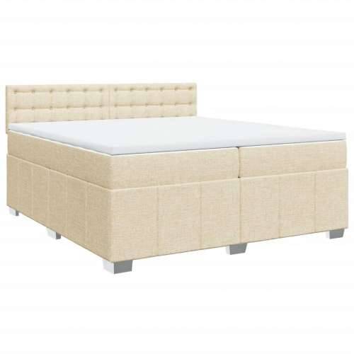 Krevet s oprugama i madracem krem 200 x 200 cm od tkanine - Krema 200 x 200 cm gumbi Cijena