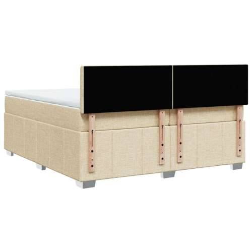 Krevet s oprugama i madracem krem 200 x 200 cm od tkanine - Krema 200 x 200 cm gumbi Cijena