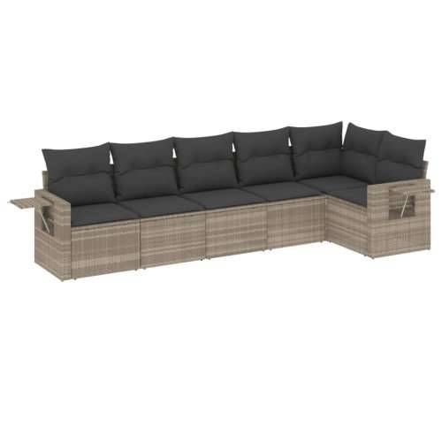 Vrtna garnitura - 6-dijelni set vrtnih sofa od poliratana s jastucima svjetlosivi - Svjetlosiva i tamnosiva Bez stola 1 Cijena