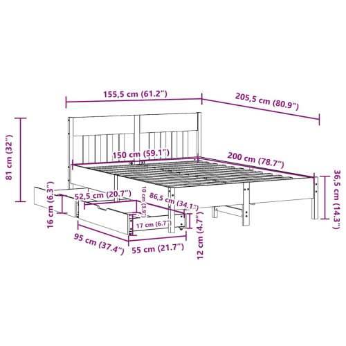 Okvir kreveta bez madraca bijeli 150x200 cm od masivne borovine - Bijela 150 x 200 cm Cijena