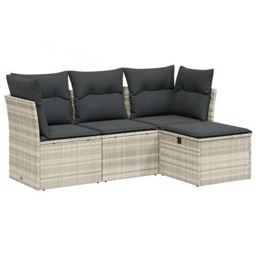 Vrtna garnitura - 4-dijelni set vrtnih sofa s jastucima svijetlosivi poliratan - Svjetlosiva bez spremišta 1 Cijena