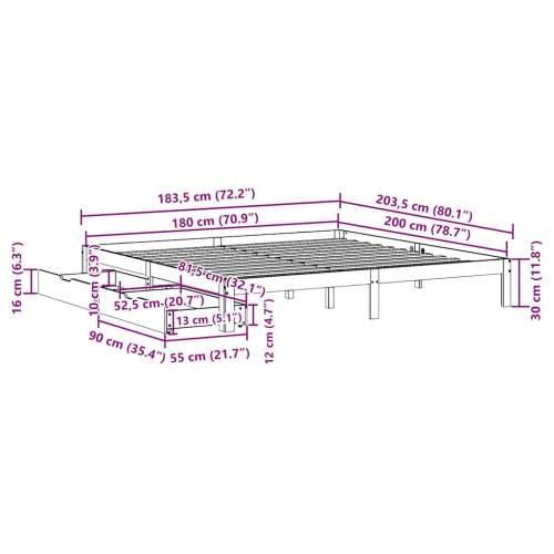 Okvir kreveta s ladicama bez madraca 180x200 cm - Prirodna 180 x 200 cm Cijena