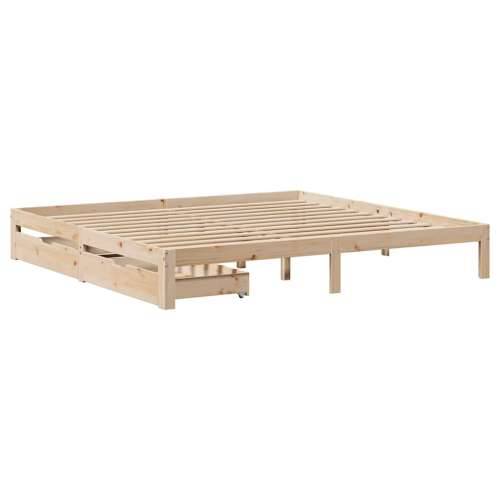 Okvir kreveta s ladicama bez madraca 200x200 cm - Prirodna 200 x 200 cm Cijena