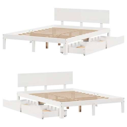 Okvir kreveta s ladicama bez madraca bijeli 140x190 cm - Bijela 140 x 190 cm Cijena