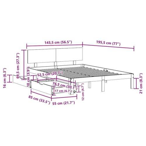 Okvir kreveta s ladicama bez madraca bijeli 140x190 cm - Bijela 140 x 190 cm Cijena