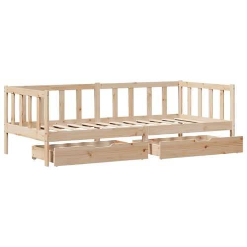 Dnevni krevet s ladicama bez madraca 90x200 cm masivno drvo - Prirodna 90 x 200 cm Cijena