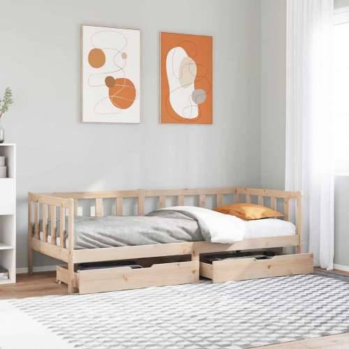 Dnevni krevet s ladicama bez madraca 90 x 190 cm masivno drvo - Prirodna 90 x 190 cm Cijena