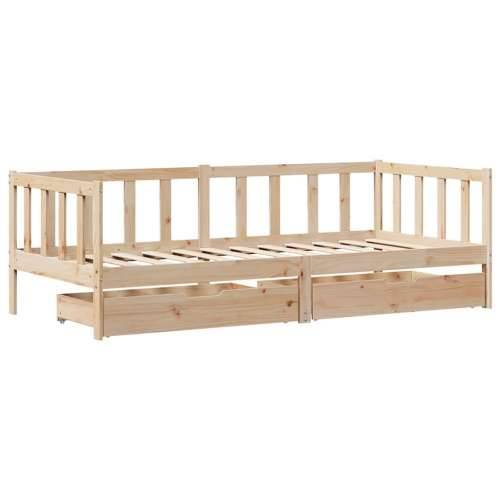 Dnevni krevet s ladicama bez madraca 90 x 190 cm masivno drvo - Prirodna 90 x 190 cm Cijena