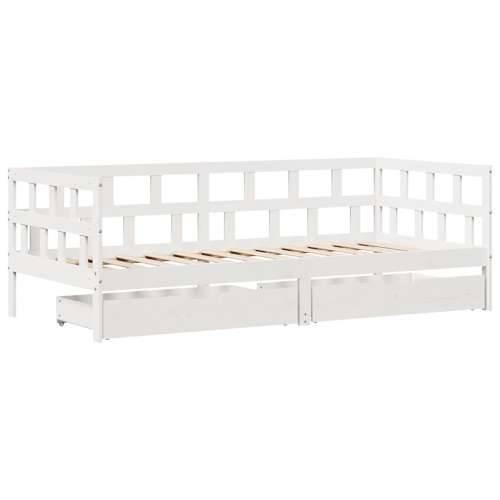 Dnevni krevet s ladicama bez madraca 90x200 cm masivno drvo Bijela 90 x 200 cm Cijena