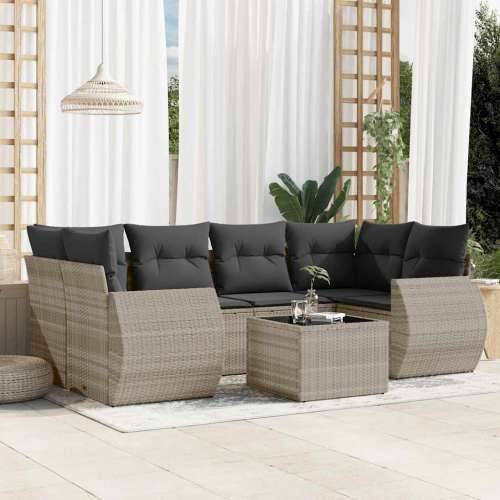 Vrtna garnitura - 7-dijelni set vrtnih sofa svjetlosivi od poliratana - Svjetlosiva 1 Cijena