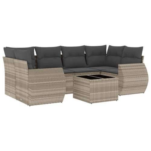 Vrtna garnitura - 7-dijelni set vrtnih sofa svjetlosivi od poliratana - Svjetlosiva 1 Cijena
