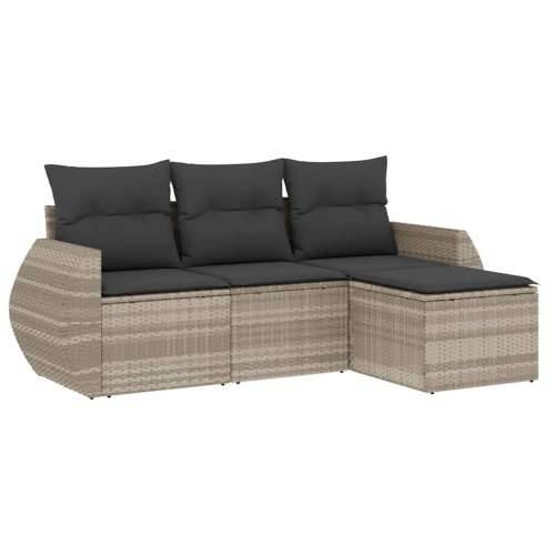 Vrtna garnitura - 4-dijelni set vrtnih sofa s jastucima svijetlosivi poliratan - Svjetlosiva Bez stola 1 Cijena