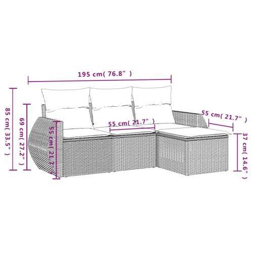 Vrtna garnitura - 4-dijelni set vrtnih sofa s jastucima svijetlosivi poliratan - Svjetlosiva Bez stola 1 Cijena