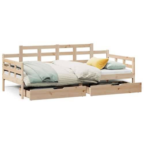 Dnevni krevet s ladicama bez madraca 90x200 cm masivno drvo - Prirodna 90 x 200 cm Cijena