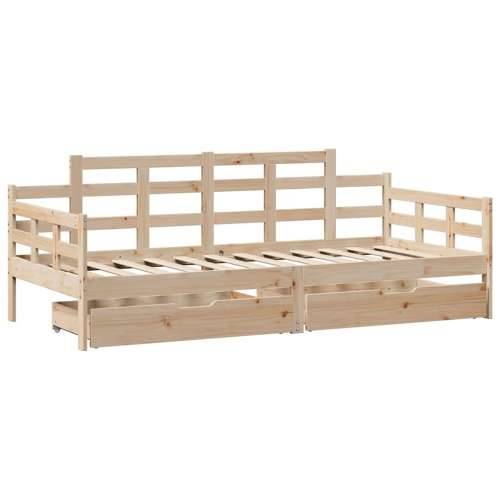 Dnevni krevet s ladicama bez madraca 90x200 cm masivno drvo - Prirodna 90 x 200 cm Cijena