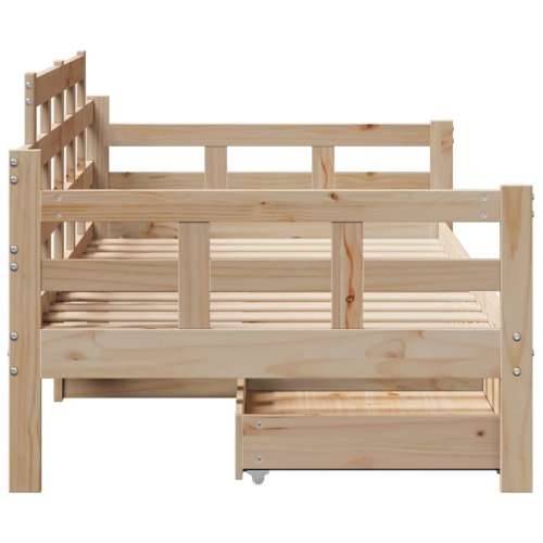 Dnevni krevet s ladicama bez madraca 90x200 cm masivno drvo - Prirodna 90 x 200 cm Cijena