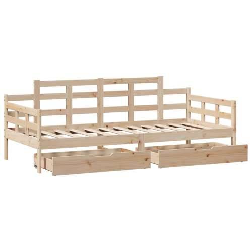 Dnevni krevet s ladicama bez madraca 90x200 cm masivno drvo - Prirodna 90 x 200 cm Cijena