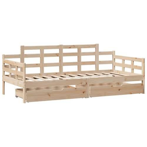 Dnevni krevet s ladicama bez madraca 80x200 cm masivno drvo - Prirodna 80 x 200 cm Cijena
