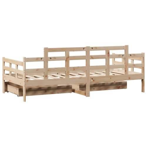 Dnevni krevet s ladicama bez madraca 80x200 cm masivno drvo - Prirodna 80 x 200 cm Cijena